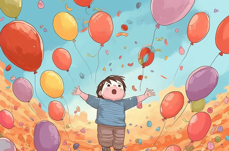 庆祝六一儿童节气球飞舞的男孩背景,插画/手绘图,插画/手绘图库,插画/手绘图下载,插画/手绘